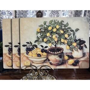 Set Of 3 Timeless English Lady Clare Lemon Tree Placemats